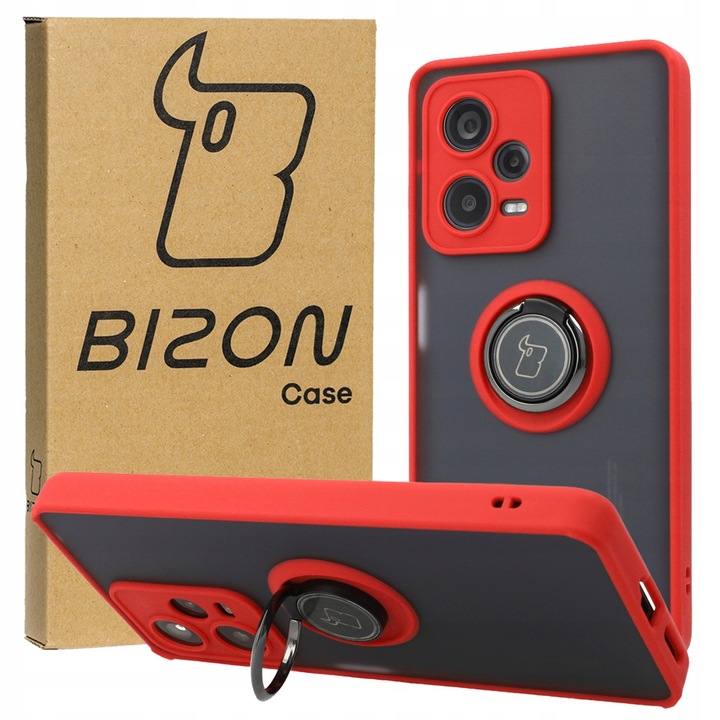 Калъф за телефон Ring, Bizon, Съвместим с Xiaomi Redmi Note 12 Pro+ 5G, Полиуретан, Червен