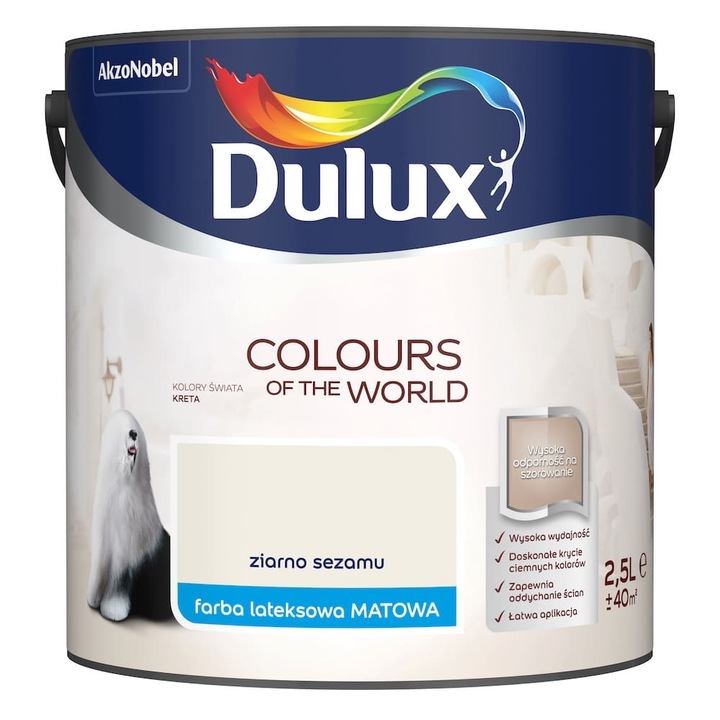 Vopsea latex pentru pereti/tavane, Dulux, 2,5 L