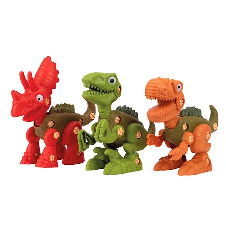 Set de constructie dinozauri, Plastic, Multicolor