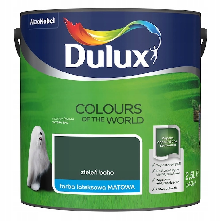 Боя за стени/тавани, Dulux, Мат, 2,5 л, Зелена