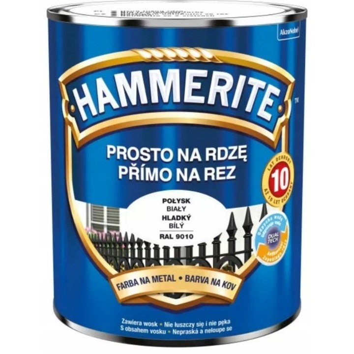 Vopsea metal lucioasa, Hammerite, 2,5 L, Alb