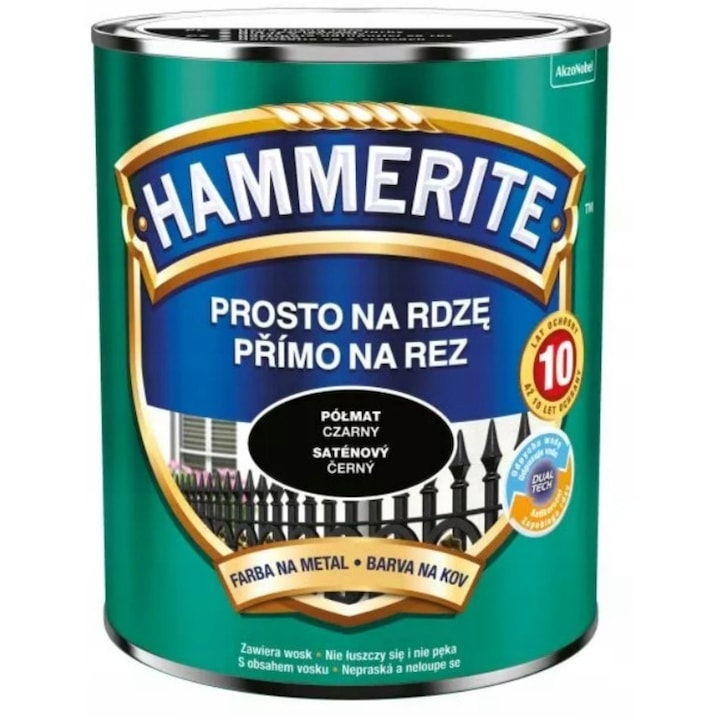 Vopsea decorativa, Hammerite, 0.7 l, Negru
