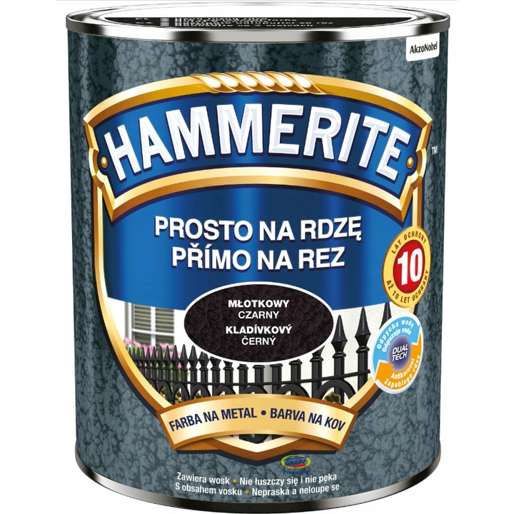 Festék fémekhez, Hammerite, Fekete, 0,7L