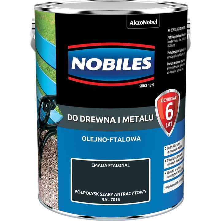 Боя, NOBILES, 5 л, Антрацитно сиво