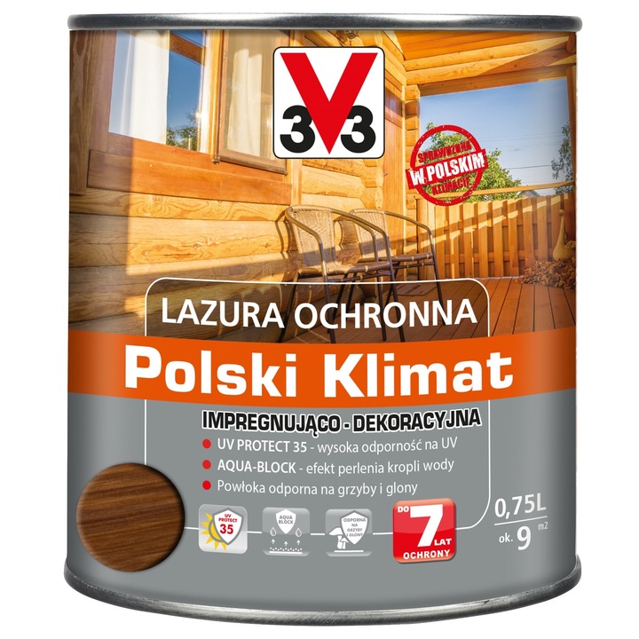 Lac protector, V33, Satinat, Stejar inchis, 0.75 L