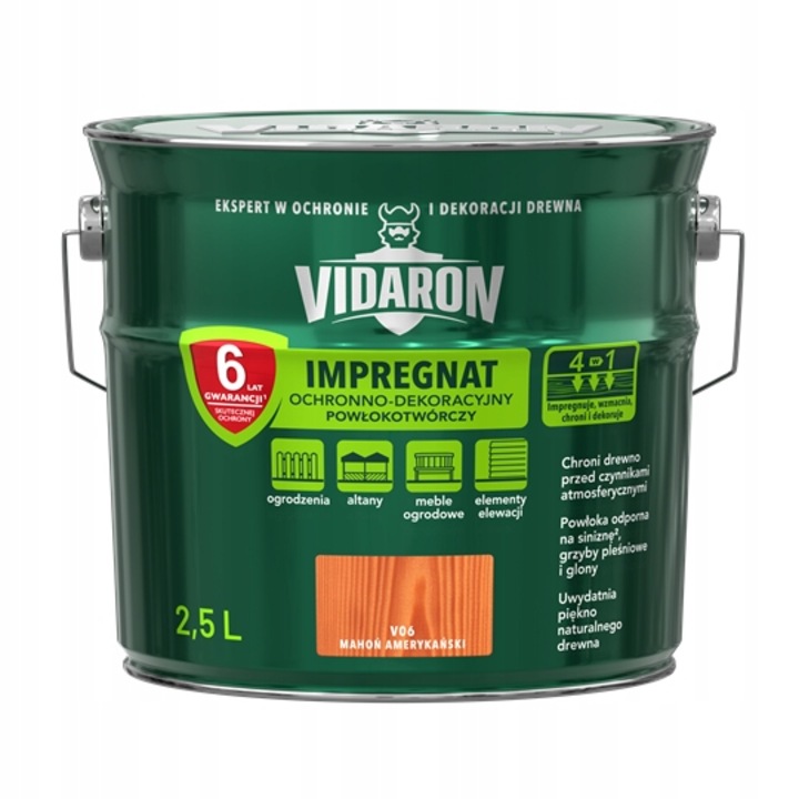 Faanyag impregnáló, Vidaron, 4in1, Amerikai mahagóni, 2.5L