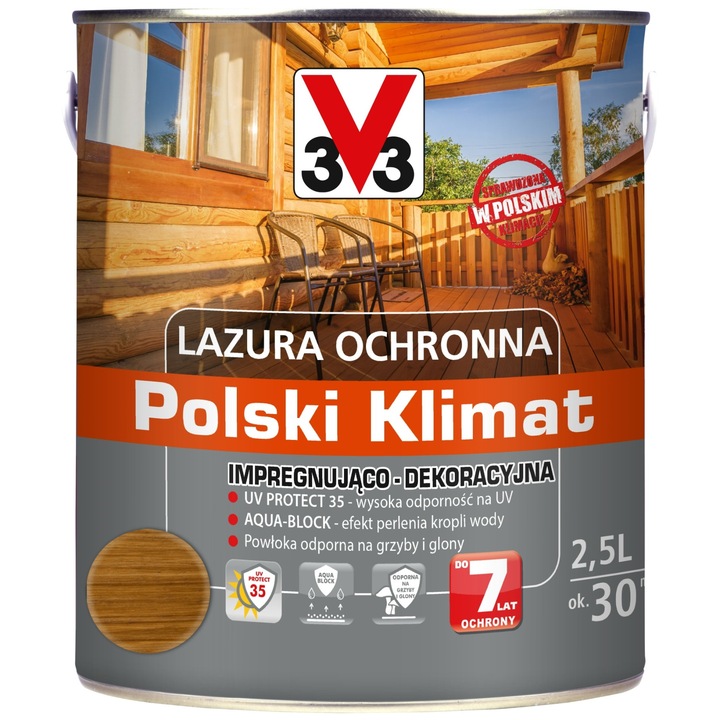 Lazura decorativa/protectoare pentru lemn, V33, 2.5L