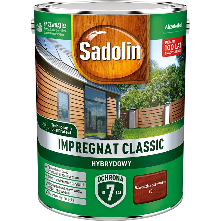 Лак за дърво Sadolin Classic, устойчив на UV лъчи и влага, 4.5L