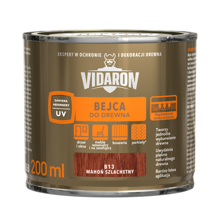 Lazura lemn pentru interior/exterior, Vidaron, B13 Mahon nobil, 0.2L