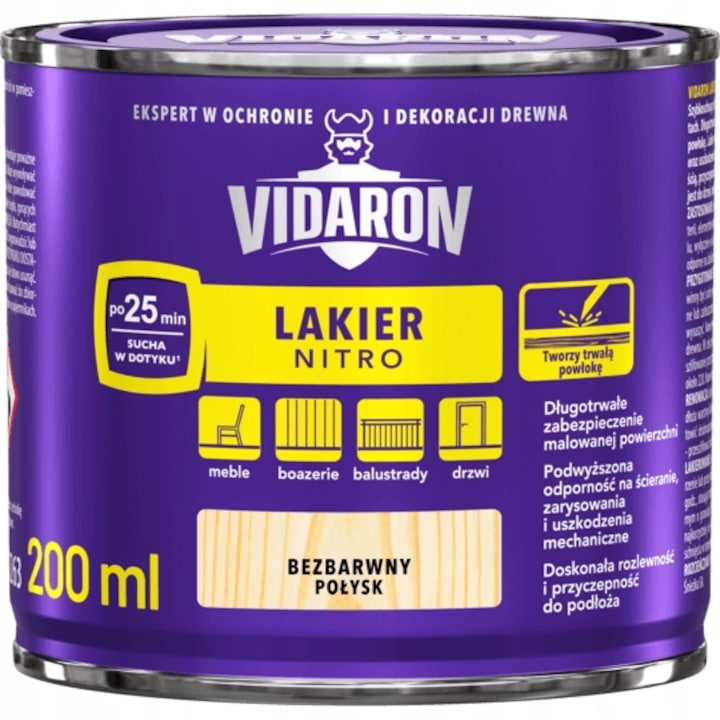 Lac lucios pentru lemn, Vidaron, 200ml