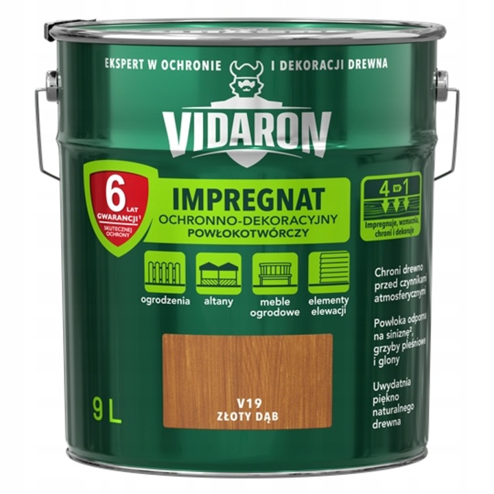Impregnáló védő 4 az 1-ben, Vidaron, Arany tölgy, 9L