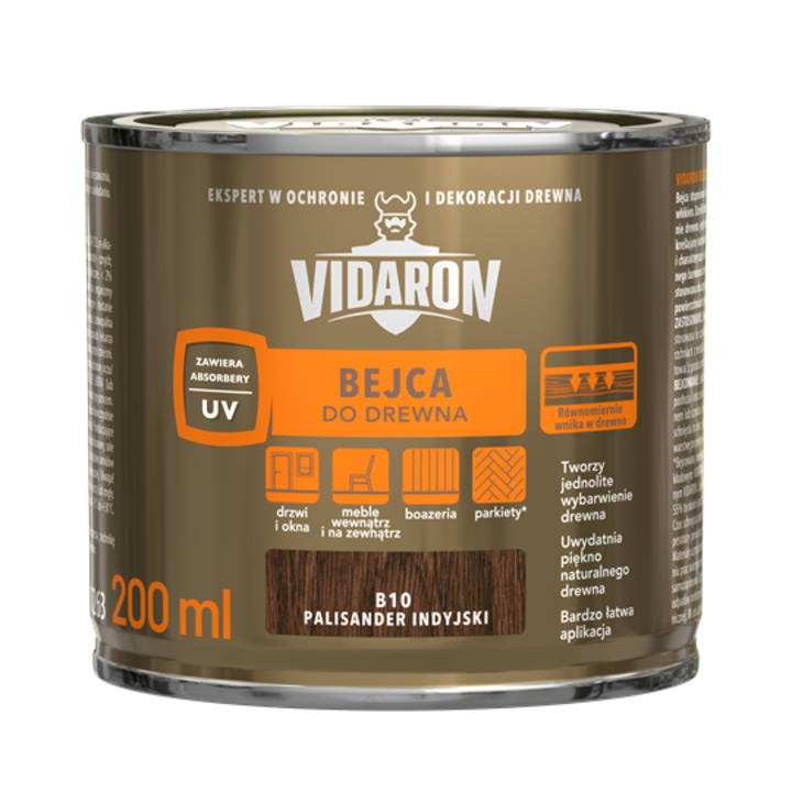 Lazura lemn pentru interior/exterior, Vidaron, B10 Palisandru indian, 0.2L