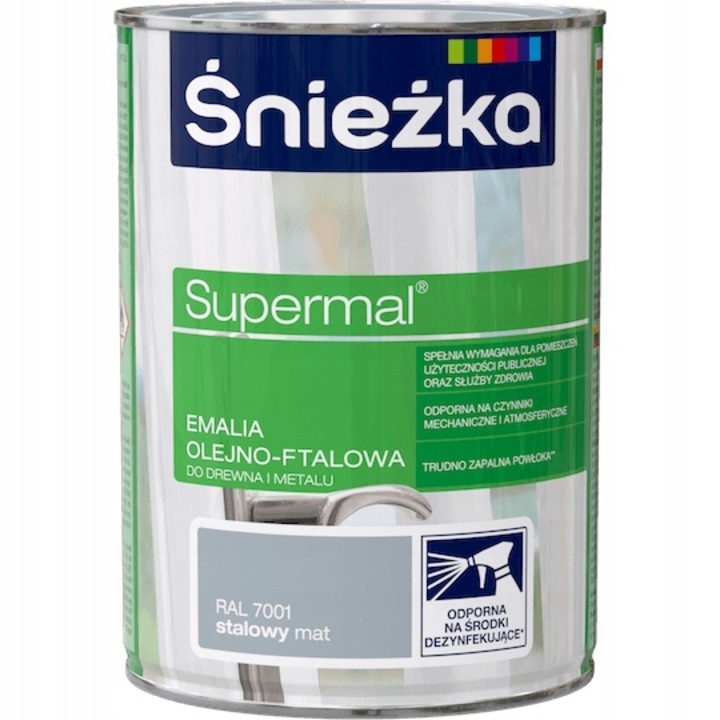 Email pentru lemn si metal, Sniezka, 0.8 L, Otel Mat