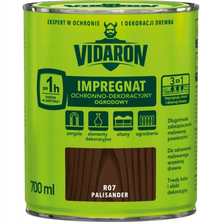 Dekoratív kerti impregnálás, Vidaron, Palisander R07, Mat, 0,7 l