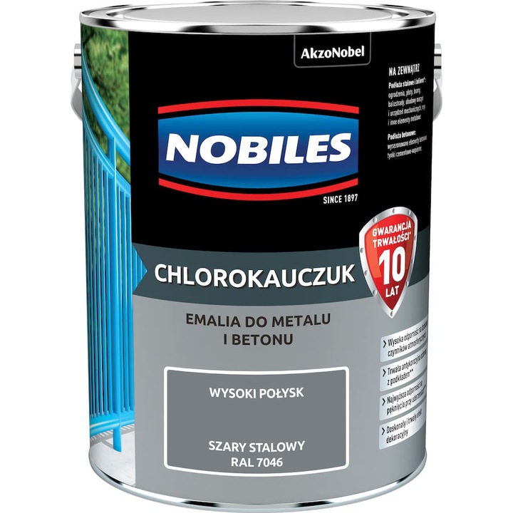 Емайл, Nobiles, 5 л, стоманено сиво RAL7046