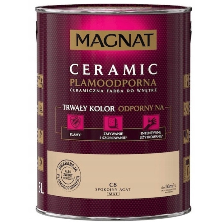 Vopsea ceramica MAGNAT 5L, mata, rezistenta la pete, culoare agate, pentru interior