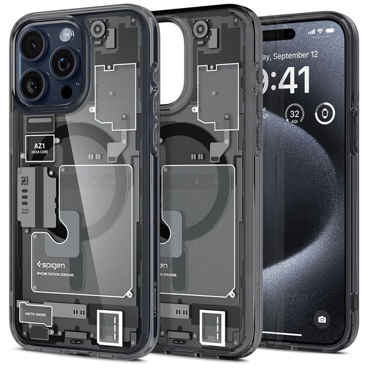 Ultra Hybrid MagSafe védőtok iPhone 15 Pro Max készülékhez, Szilikon TPU, Hőre lágyuló poliuretán, Nothing Case, Kamera Ultra Safe, Optim Solution, Fekete