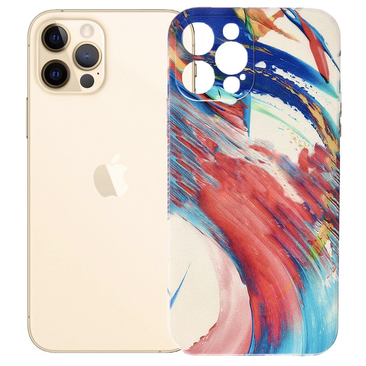 Husa compatibila cu Apple iPhone 13 Pro, FONIX Watercolour Painting Cover, Design colorat, Protectie camere, Multicolor