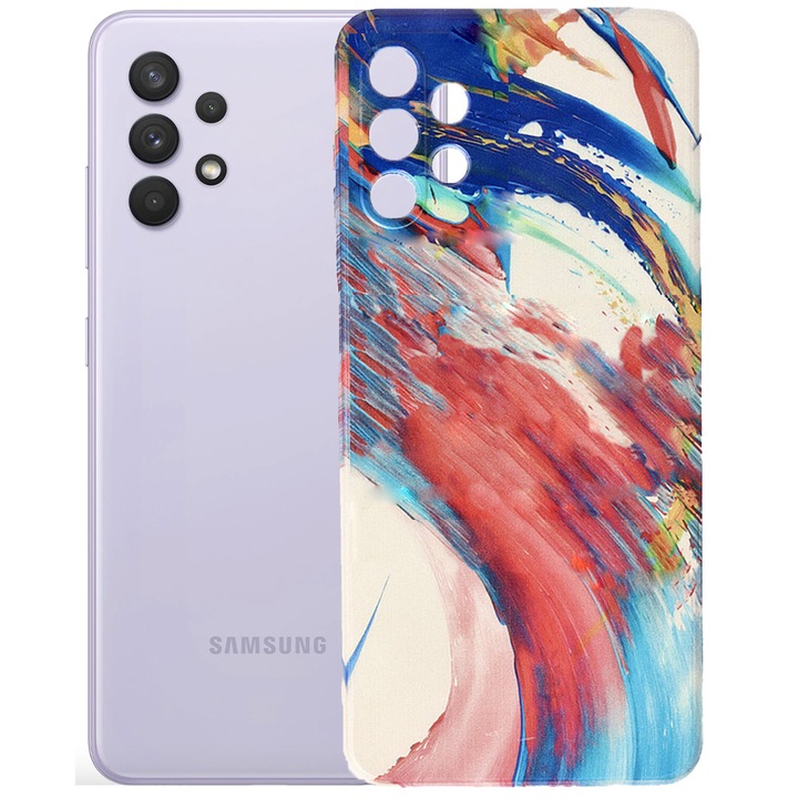 Husa compatibila cu Samsung Galaxy A32 4G, FONIX Watercolour Painting Cover, Design colorat, Protectie camere, Multicolor