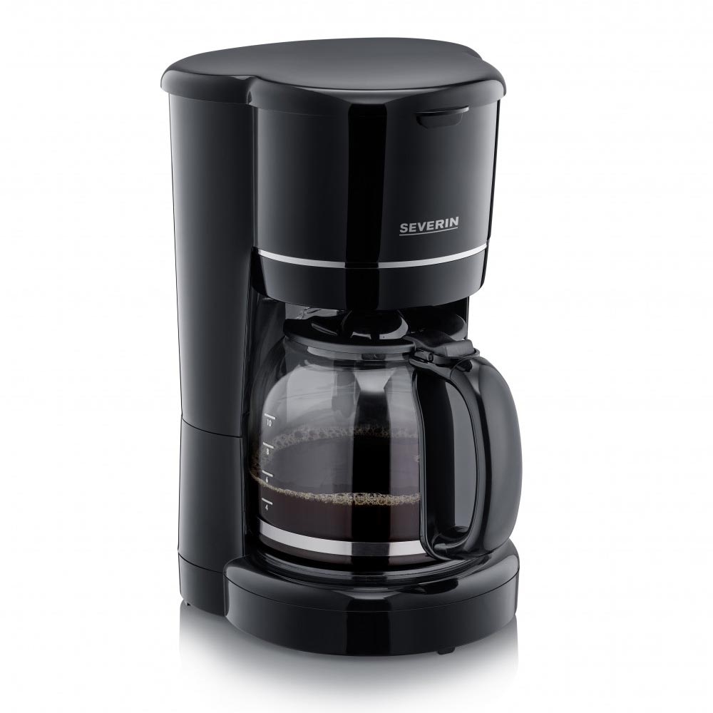 Cafetiera Severin, S4320, capacitate 1.25 litri, carafa din sticla, mentinere la cald, filtru detasabil si lavabil, buton on/off iluminat, rezervor de apa gradat, curatare usoara, negru