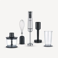 Blender de mana Severin SM3774, reglare viteza, design ergonomic, ulcior pentru smoothie de 0,7 l, tocator de 0,5 l, fara BPA, 1000 W, inox