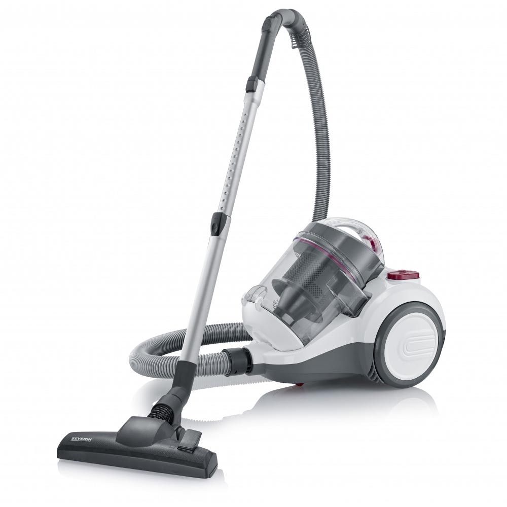 Aspirator fara sac Severin CY7088 cu un singur ciclon, 800 W, rezervor de 2,1 l, suflante de podea premium ECO, filtru HEPA 13, alb-rosu