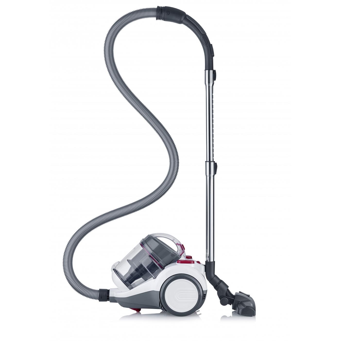 Aspirator fara sac Severin CY7088 cu un singur ciclon, 800 W, rezervor de 2,1 l, suflante de podea premium ECO, filtru HEPA 13, alb-rosu