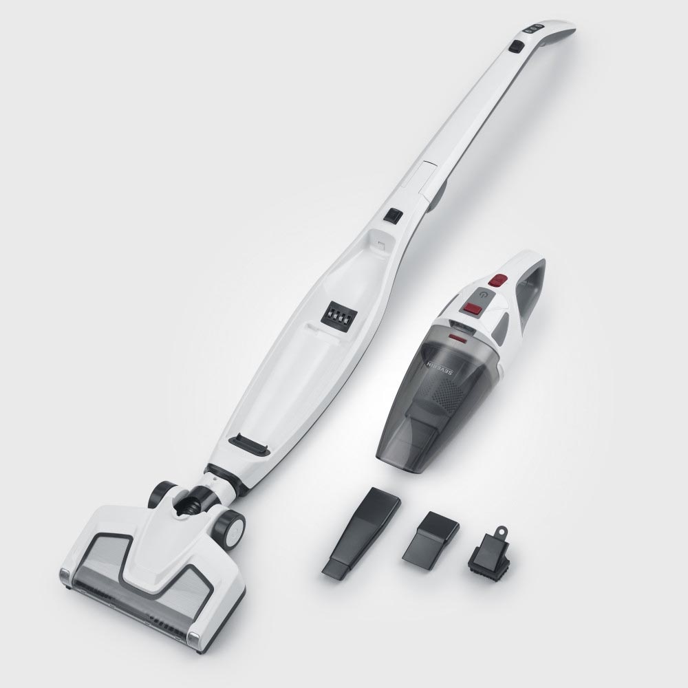 Aspirator vertical fără fir, Severin HV7173 2IN1 120W, 18.5V, Timp de funcționare aprox. 35 minute, Capacitate rezervor 650 ml, alb