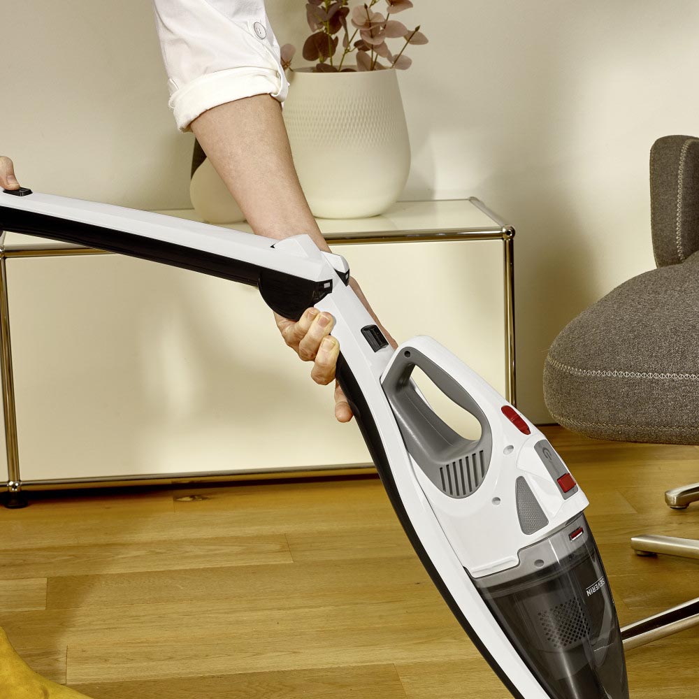Aspirator vertical fără fir, Severin HV7173 2IN1 120W, 18.5V, Timp de funcționare aprox. 35 minute, Capacitate rezervor 650 ml, alb
