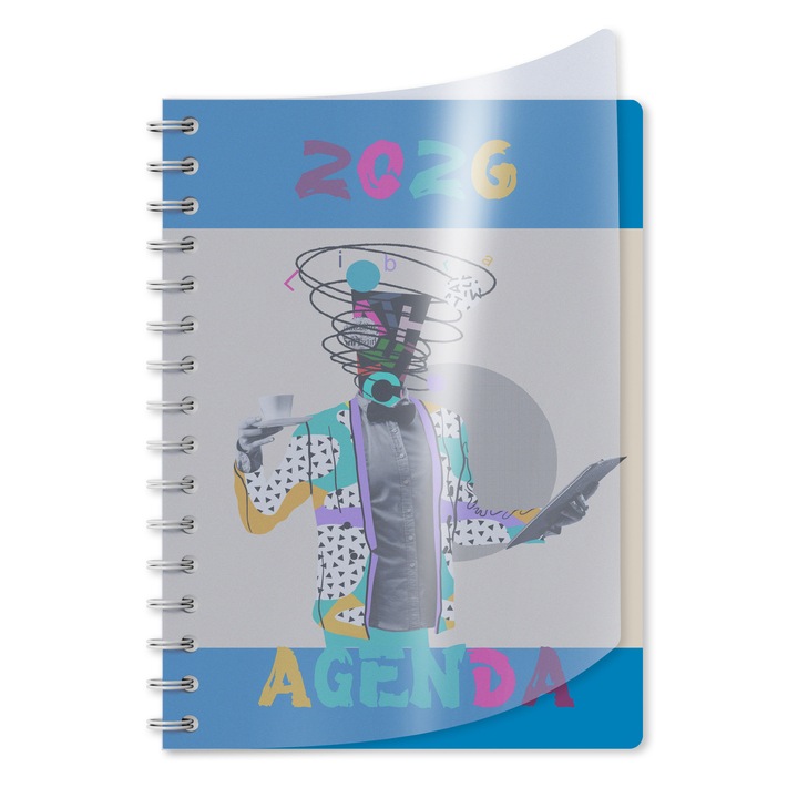 Agenda A5 datata zilnic spirala, 272 pagini, coperta carton si supracoperta PriPlak