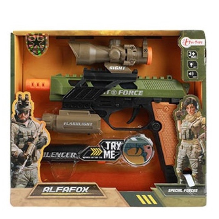 Pistol de jucarie militar, Toi-Toys, Plastic, Multicolor