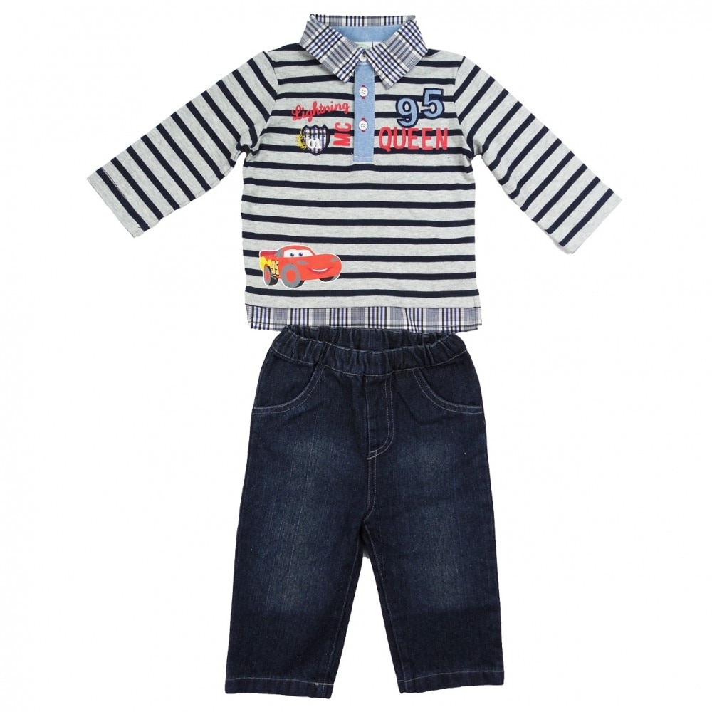 Set tricou cu maneci lungi si pantaloni lungi, Disney Personaje multiple - Cars, Albastru