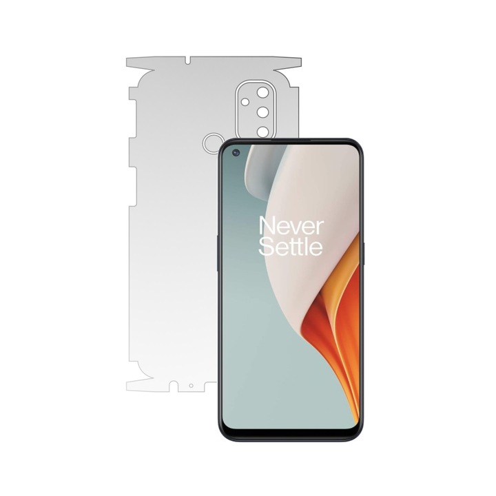 Folie Protectie Spate iSkinz Matte pentru OnePlus Nord N100 - Invisible Skinz Matte 360 Cut, Siliconica Mata Anti-Amprenta, Anti-Reflex pentru Carcasa Spate si Laterale, Skin Adeziv, Transparent