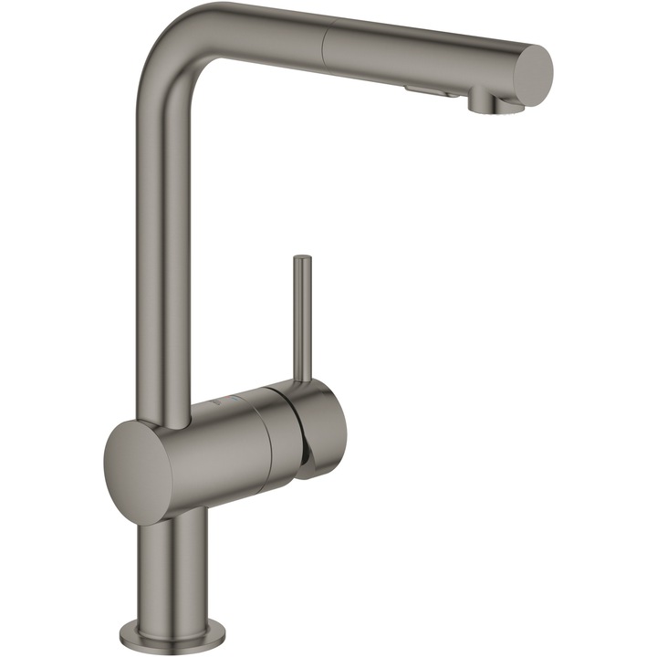 Кухненски смесител Grohe Minta 30274AL0, 3/8'', Тип L, Висок, Издърпващ се душ, 2 функции, Мат, Графит