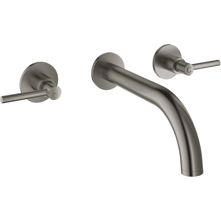 Baterie lavoar Grohe Atrio 20169AL3, montare pe perete, cap ceramic, aerator laminat, mat, hard graphite