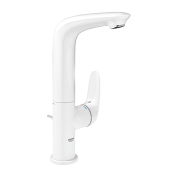 Baterie lavoar Grohe Eurostyle 23718LS3, 3/8'', marimea L, monocomanda, pivotanta, cartus ceramic, set evacuare cu tija, alb