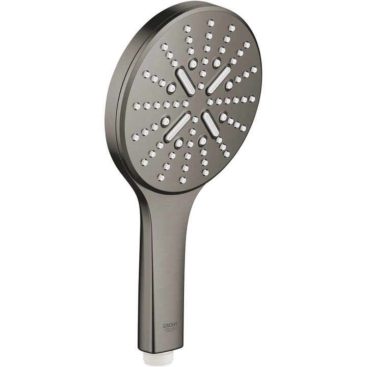 Para de dus Grohe Rainshower SmartActive 130 26574AL0, 1/2'', universala, 3 pulverizari, anti-calcar, mat, hard graphite