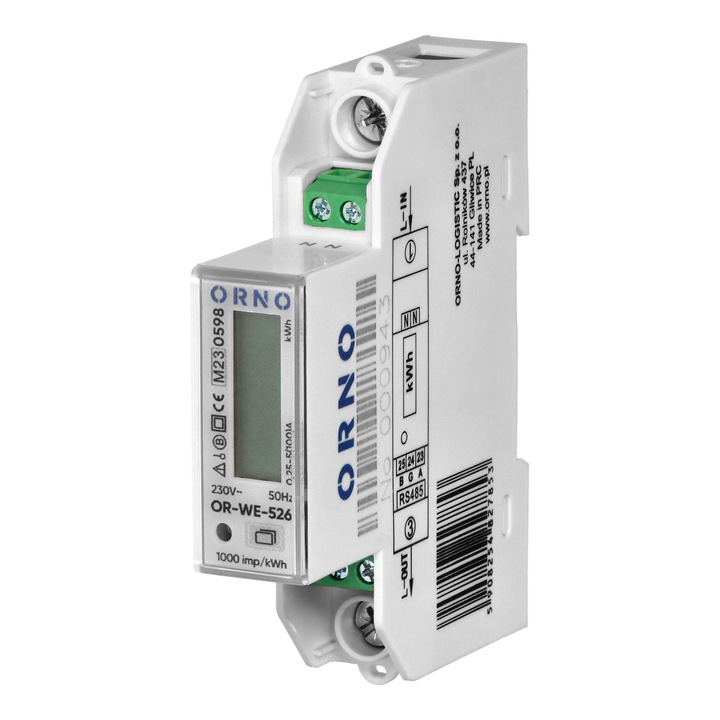 Монофазен електромер ORNO OR-WE-526,100A, 4 тарифи, RS-485, фотоволтаици