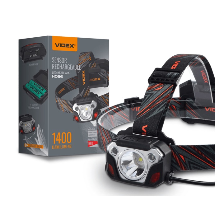 LED újratölthető fejlámpa 20W IP65, hideg fehér (6500K), 1400Lm