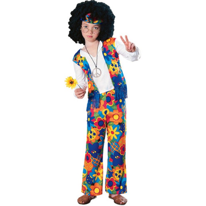 Costum hippie copii, unisex, 5-7 ani, 122-128 cm