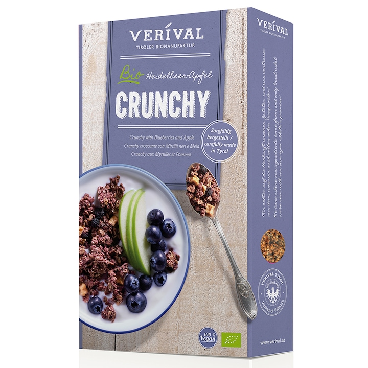 Cereale Crunchy afine si mere Verival Bio, 325g