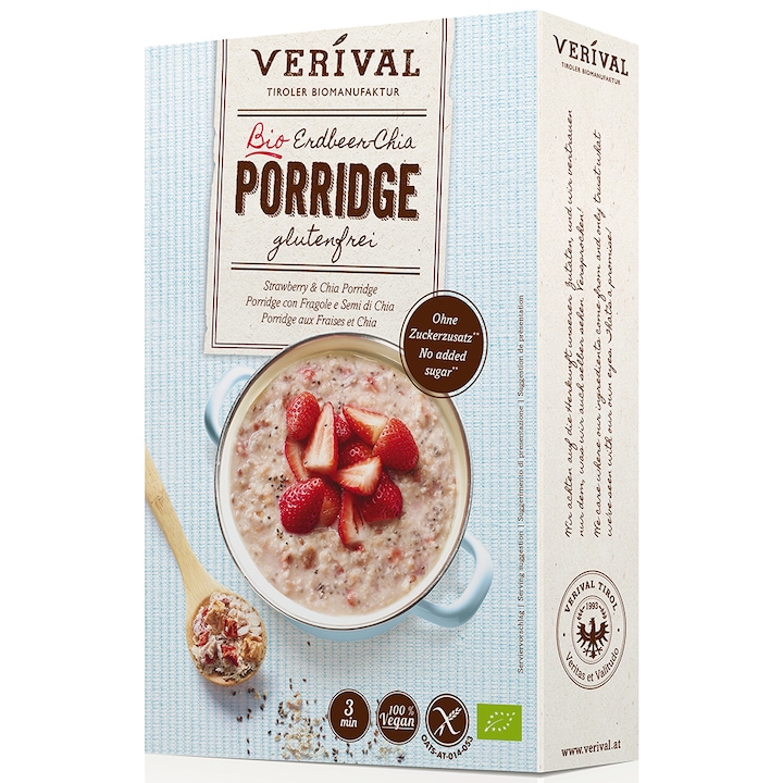Porridge capsuni si chia Verival Bio, 350g