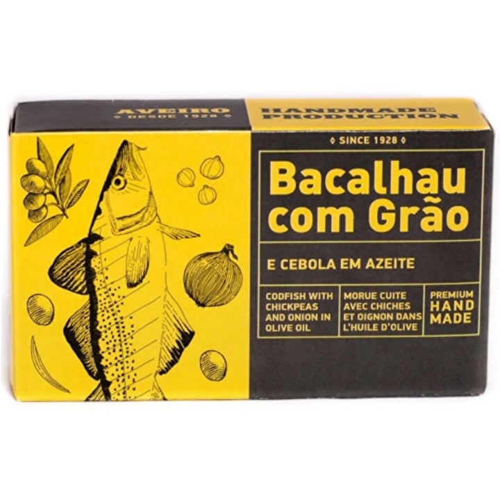 Cod cu naut si ceapa in ulei de masline Aveiro, 120g