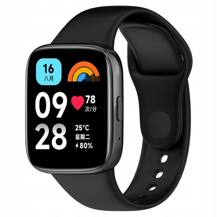 Каишка за часовник, Bizon, За Redmi Watch 3 Active, Полиуретан, Черна
