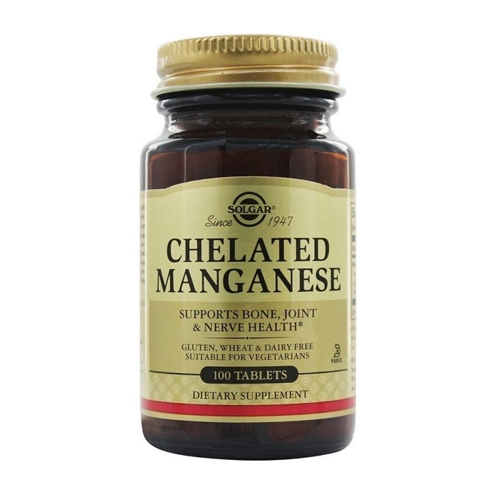 Supliment alimentar Solgar, Chelated Manganese, 100 tablete