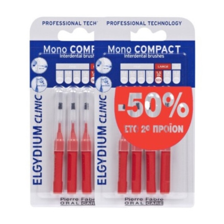 Set de 8 periute interdentare, Elgydium, 0.7mm, rosu