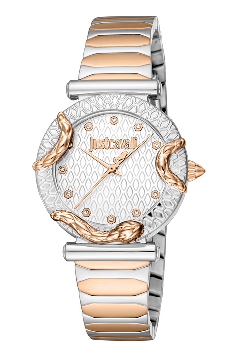 JUST CAVALLI, Rozsdamentes acél kvarc karóra, Rózsaarany, Ezüstszín