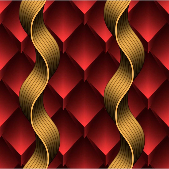 Tapet DEGRETS 90365, Vinil, Valuri 3D, Rosu, 0.53m x 10.05m, 5.3 mp