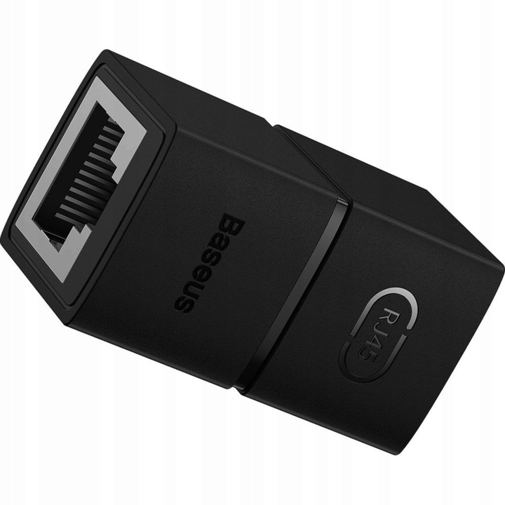 Комплект 2 конектора за мрежов кабел, Baseus, Поликарбонат, 1000 Mbps, 22 g, Черен
