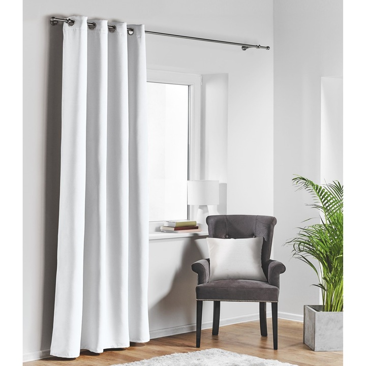 Draperie cu inele Blackout Splendid, 140x260 cm, poliester 100%, alb